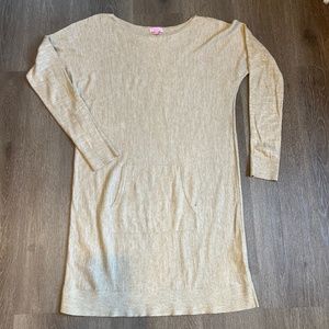 Lilly Pulitzer Jupiter Sweater Dress Cotton Modal Wool PB Camel Heather L